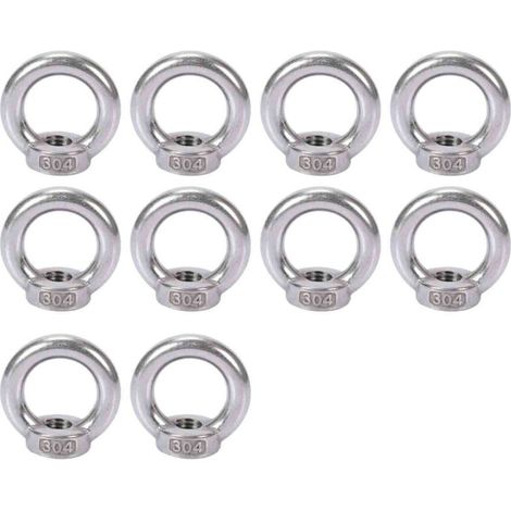 10PCS Écrou à oeil de levage, écrou à anneau femelle pour le levage de l'acier inoxydable 304Pack-of-10, M8 (1/4)