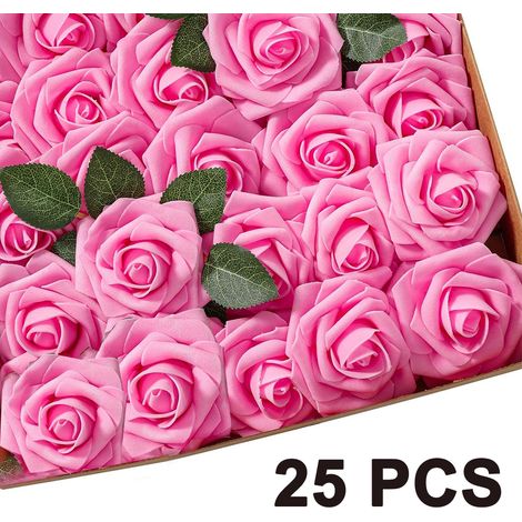 Fleurs artificielles en mousse, 25/30 roses bulles avec tige, pour compositions florales de mariage, centres de table, bouquets et décorations de fête à faire soi-même.