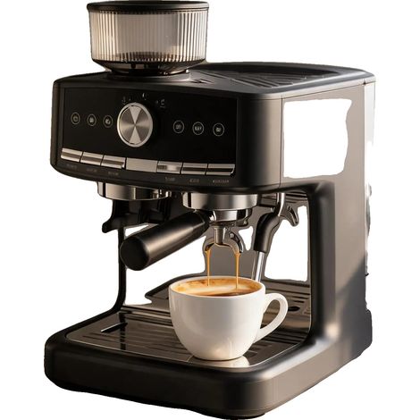Macchina per caffè espresso, pressione 20 bar, serbatoio acqua da 1,5 litri, potenza 1200 watt, dimensioni compatte, compatibile con capsule standard. (1/2)