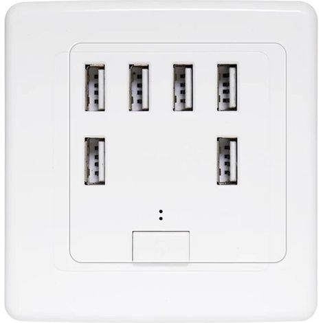 Prise Murale USB - 6 Ports - 220 V - 4,5 A - Blanc - Type 86 (1/5)