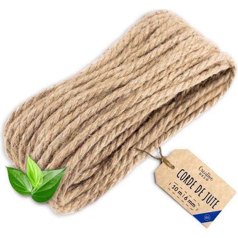 Ficelle de jute tressée naturelle pour décoration créative, 10 m – Épaisseur 6 mm – AquaForge (1/5)