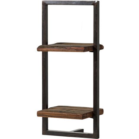 Mensola in legno riciclato / ferro 35x25x75 laccato marrone SEVILLA 09 (1/3)