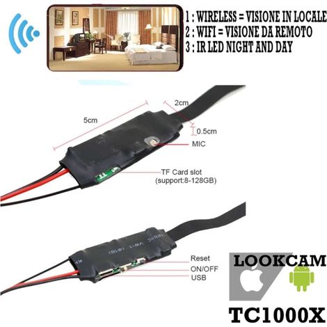 Telecamera Sorveglianza Micro Spy Cam Tc1000X Wifi Ir