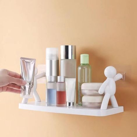 Etagere Murale - Sans Perçage - Plastique - Salle De Bain Cuisine Toilette - 1 Unite (1/4)