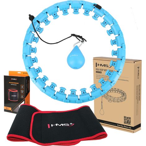 SET HULA HOOP HHW01 AZUL CON PESO HMS + SOPORTE DE CINTURA BR163 ROJO (1/5)