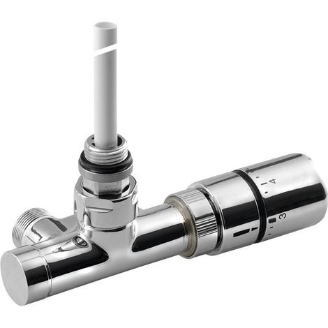 MONO ONE Radiateur sèche-serviettes Mono-tube avec vanne thermostatique coudée, droite, 50 mm, chromé