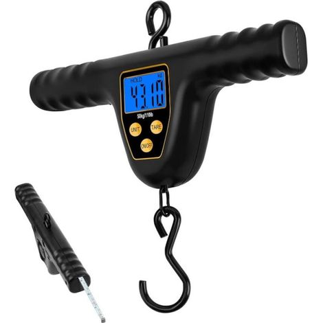 Balance de Pêche Numérique 50 KG, Balance Pesone de Pêche Étanche Balance à Bagages avec écran LCD Ruban à Mesurer de 1 Mètre, Balance Électronique pour Pêche, Pese Valise, Usage Domestique (1/5)