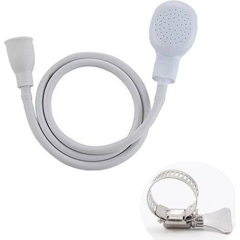 Shower - Portable Hose Faucet Sprayer - For Baby Bathing Pets Hair Washing Vegetables Rinsing - 1.1 M - White (1/5)