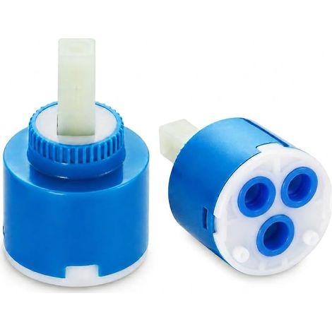 Cartouche Céramique Robinet 35mm, Noyau de Remplacement avec Boîtier ABS, Joint Silicone, Eau Chaude et Froide, Base Plate 3 Trous, Entraxe 18mm pour Réparation Cuisine et Salle de Bain (1/5)