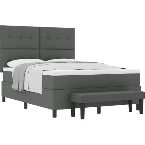 Box Spring Bed with Cushion Dark Grey 140 x 190 cm Fabric vidaXL