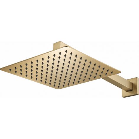 Pommeau carré 8 pouces or brossé avec bras de douche mural en acier inoxydable, 21,5 × 20,5 × 8 cm, 600 g – Livraison gratuite (1/4)