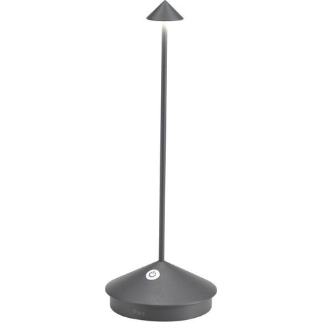 Lampe De Table Led Sans Fil Rechargeable Et Dimmable Pina Pro Gris Foncé Zafferano