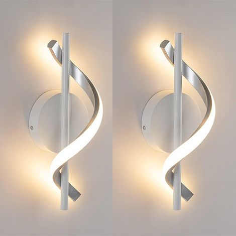Lampe d'Intérieur Murale LED - Applique Moderne en pour Chevet Escalier Séjour pièces 12W 2700K -Blanc-2 Aluminium (1/4)