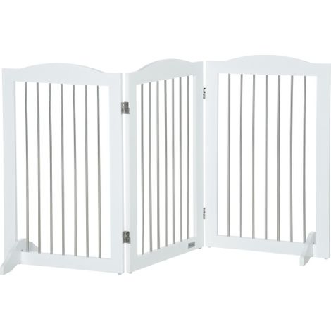 Porta per cani, porta di sicurezza pieghevole, staffa per porta per cani, design in 3 pezzi, porta di sicurezza per scale, bianca, 154x30x80 cm, installazione in loco. (1/5)