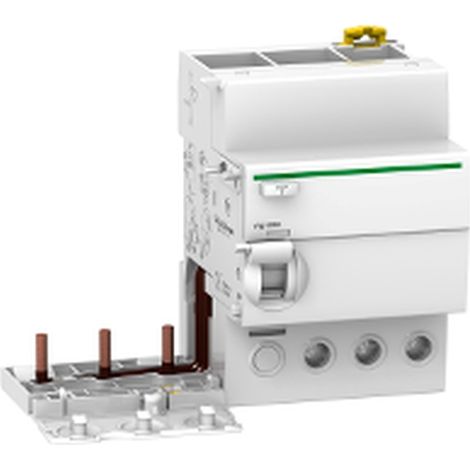 Bloc de protection Vigi ACTI 9 63A 300mA triphasé 400V CA, protection instantanée et montage sur rail DIN