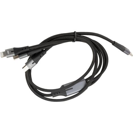 Triple câble USB-C, Lightning, Micro-USB - 1m - Zenitech (1/5)