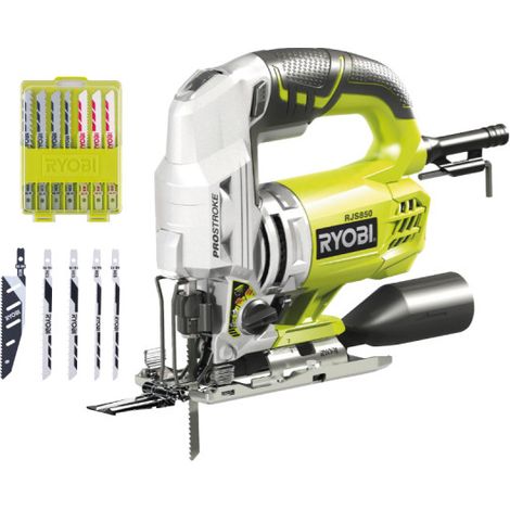Pack RYOBI Scie sauteuse pendulaire RJS850KA5 - 600W - 85mm - lot de 5 lames - coffret de 10 lames - bois - plastique - bimétal - 102mm - RAK10JSB (1/5)