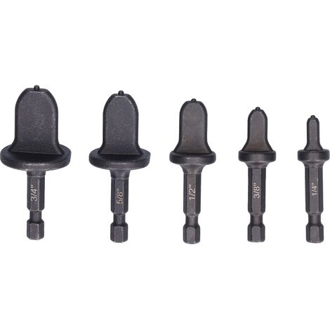Ensemble de 5 outils d'évasement de tuyaux, poignée hexagonale de 6,35 mm (1/4 pouce), foret à évaser les tuyaux de climatisation en acier à haute teneur en carbone