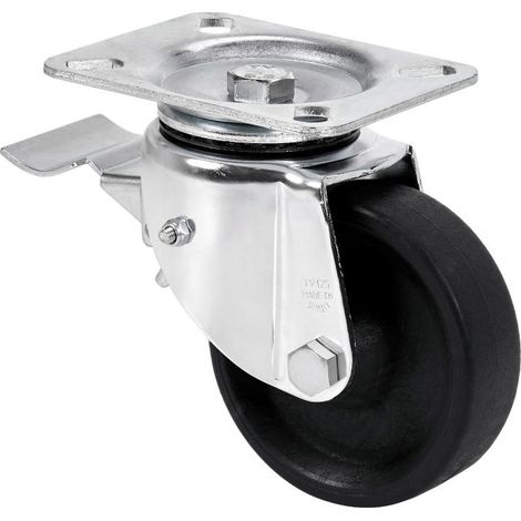 rueda giratora placa freno 10tvfd100-tt resina negra eje liso (1/3)