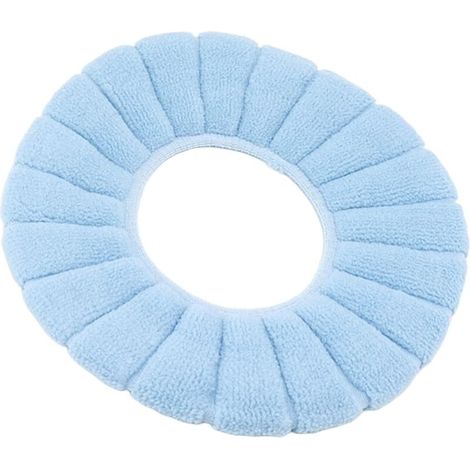 2 PCS Housse de Siège de Toilette Douce et épaisse pour Salle de Bain, Remplacement de Coussin de Siège de Toilette Confortable, Lavable, Réutilisable et Antidérapant (Bleu) (1/4)