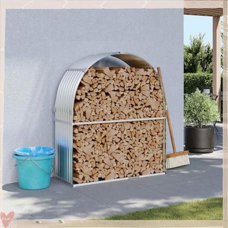 364591 Porte-bches argenté 120x45x140 cm acier galvanisé (1/5)