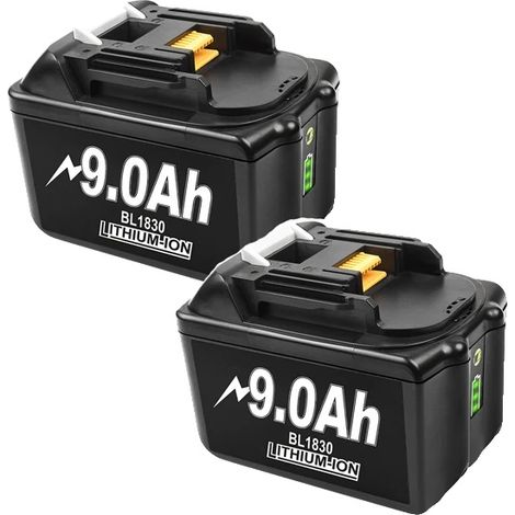 Batterie rechargeable, haute capacité 90Ah, indicateur LED, 18V, 18V-a, 2 pack 9000mAh (1/2)