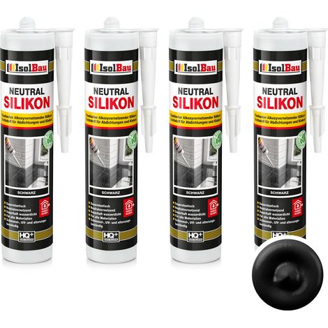 Neutralsilikon Naturstein Silikon Marmor Sanitär Inn/Auß 4 x 300ml Schwarz (1/5)