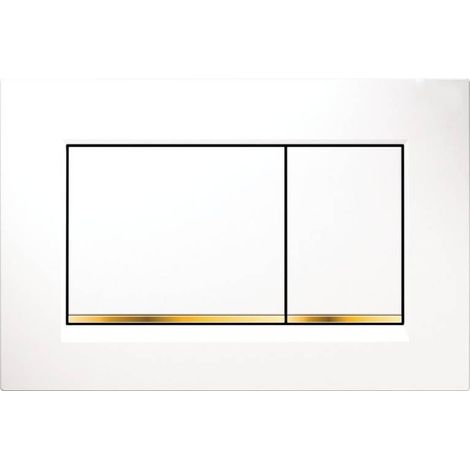 Gilt für Geberit Sigma20 (ehemals Sigma30) eckige Betätigungsplatte für Zweimengenspülung: Weiß, Gold (115.883.KK.1) (1/4)