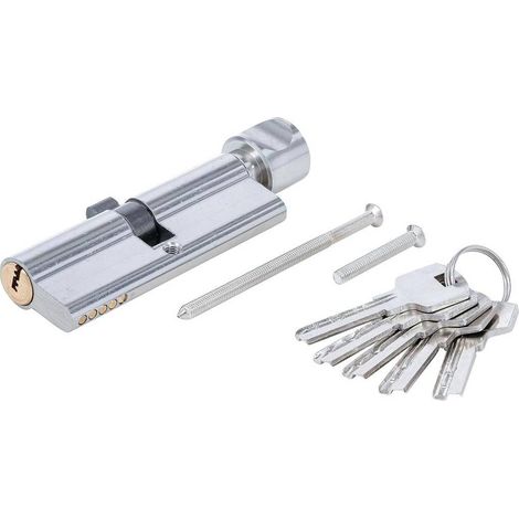 Cylindre de Serrure de Sécurité 45/45 mm - 90 mm, Avec Bouton - Résistant et Pratique, Acier - D-Work
