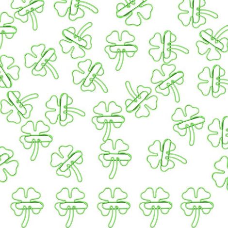 Clips de papel de PET，50 unidades，Grosor del alambre: 1,1 mm，28 x 37 mm，Clips de papel con forma de trébol de la suerte verde (1/5)
