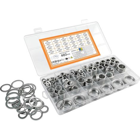 460 pièces de joints d'étanchéité pour bouchon de vidange, ensemble de joints en aluminium pour plomberie, rondelles, assortiment de joints en aluminium pour réparation de plomberie de voitures (1/5)