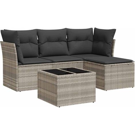 Maison Exclusive - Set de sofás jardín y cojines 5 pzas ratán sin (1/3)