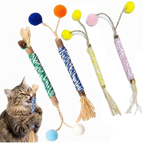 Set of Interactive Cat Toys with Balls  Natural Matatabi Coloured Rope Catnip for Indoor Cats and Kittens (1/5)