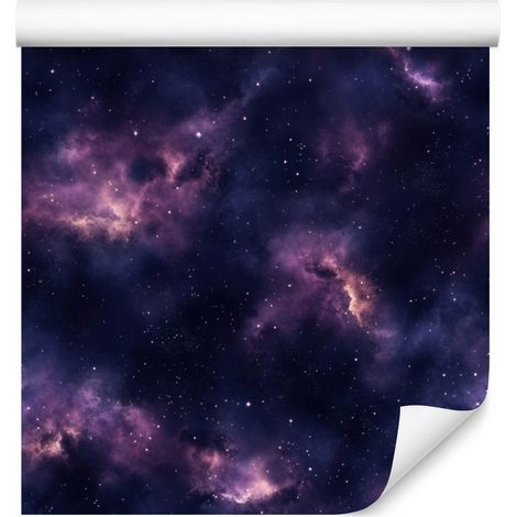 Papel pintado Galaxia en acuarela azul marino, índigo, violeta y ciruela 50x1000 cm (1/5)