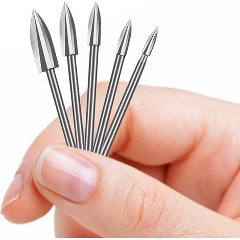Set mit 5 Holzbohrern, 1/8 Zoll Schaftdurchmesser, geeignet zum Schleifen, Schnitzen und Bohren für Heimwerkerprojekte. (1/2)