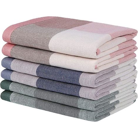 Lot de 6 Torchons, Coton 100%, 30x30 cm, Absorbants, Séchage rapide, Cuisine (1/5)