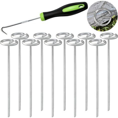 Lot de 50 piquets ronds pour aménagement paysager, 15 cm (6 pouces), galvanisés calibre 9, pour toile de paillage, robustes et résistants, pour jardinage extérieur et protection contre les mauvaises h (1/5)