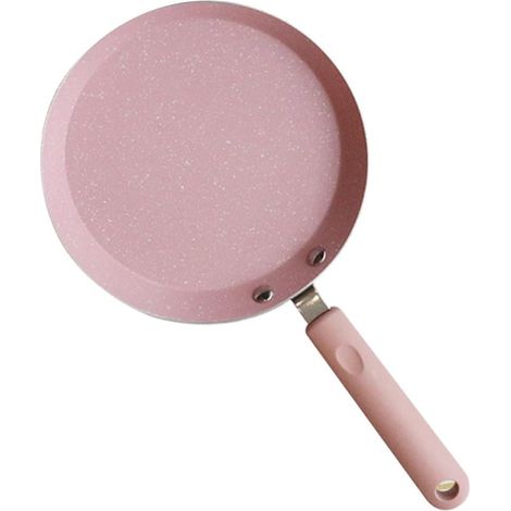 Poêle à crêpes et omelettes antiadhésive en aluminium rose de 15 cm - Batterie de cuisine légère et résistante aux rayures