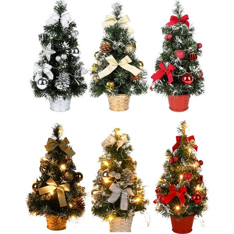 40 cm hoher künstlicher Tischweihnachtsbaum mit LED-Beleuchtung, Dekoration für drinnen und draußen (1/5)
