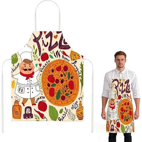 1 Pièce Tablier Cuisine Homme,60  80Cm Pizza Style Tablier Humoristique, Tablier De Cuisine Homme, Drapeau Tablier Barbecue Homme,Fun Fête Cadeau Tablier(F) (1/5)