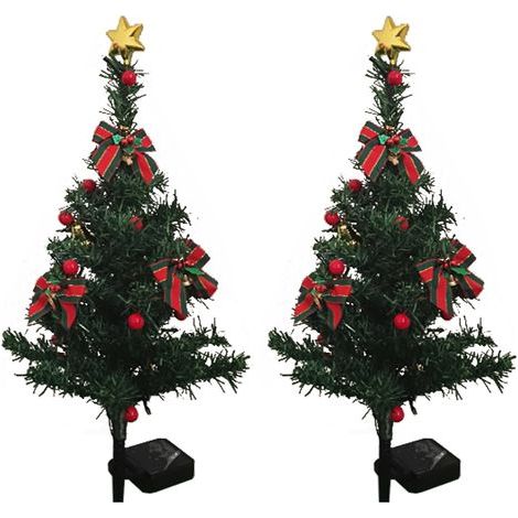 Lot de 2 lampes solaires d'extérieur pour jardin, arbre de Noël, éclairage solaire, décoration solaire pour terrasse, pelouse, allée, Noël [Classe énergétique A++] (1/5)