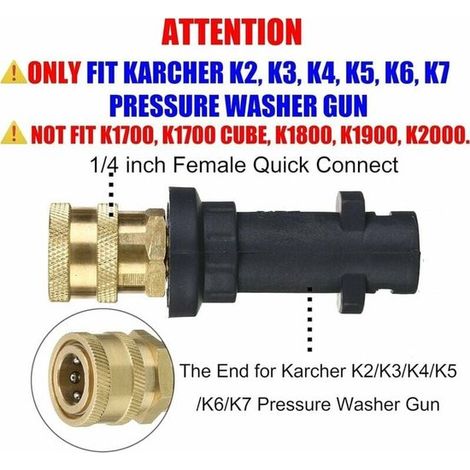 Adapter für Hochdruckreinigerpistole, 1/4"-Schnellkupplung – Nur passend für Kärcher K2, K3, K4, K5, K6, K7. (1/2)