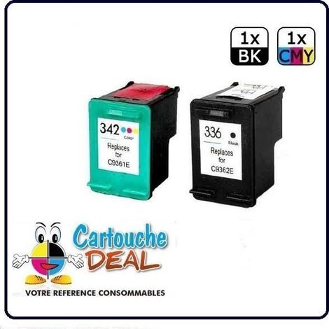 Lot de 2 cartouches compatibles HP336 et HP342 pour imprimantes HP Deskjet série 5400 (modèles 5440, 5440 PSC, 1500, 1510, 1510S, 1513, 1545 et 3180).
