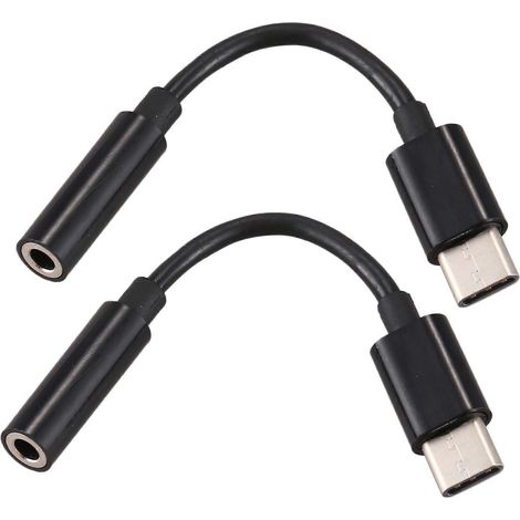 Adaptateur de câble 2-C vers prise casque/écouteurs 3,5 mm, interface audio stéréo USB-C 3.1 mâle vers 3,5 mm femelle. (1/5)