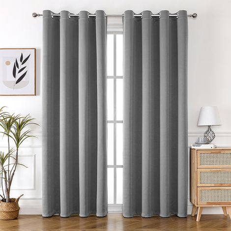 Rideau de Porte Thermique Isolant, 132 x 214 cm (LxH), Rideau 100% Occultant avec Doublure, Rideau Coupe-Vent Multifonctionnel Double Couche à 2 Couches pour Portes, Gris Clair, 1 Panneau