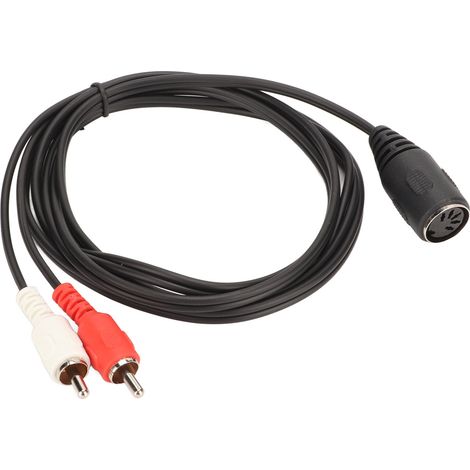 Câble adaptateur audio robuste DIN femelle 5 broches vers 2 RCA mâles pour lecteur CD, magnétoscope et DVD (1,5 m). (1/5)