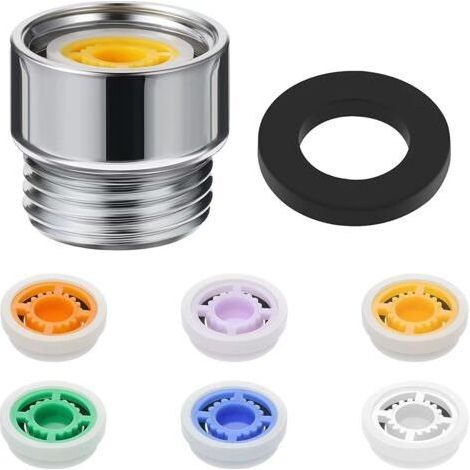 Regolatori di flusso per soffione doccia Ahlsen, adattatore per soffione doccia con limitatore di flusso regolabile, adattatore per soffione fisso e doccetta per bagno, 6 diverse portate (1/4)