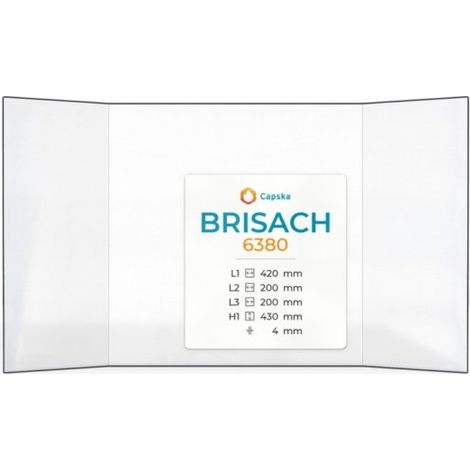 Vitre Brisach 6380 - Verre Prismatique pour insert - (200 + 420 + 200) x 430 mm (L2+L1+L3 x H1) - 4 mm