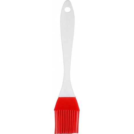 Pinceau à huile en silicone, manche blanc, couleur rouge, avec sachet (1/5)