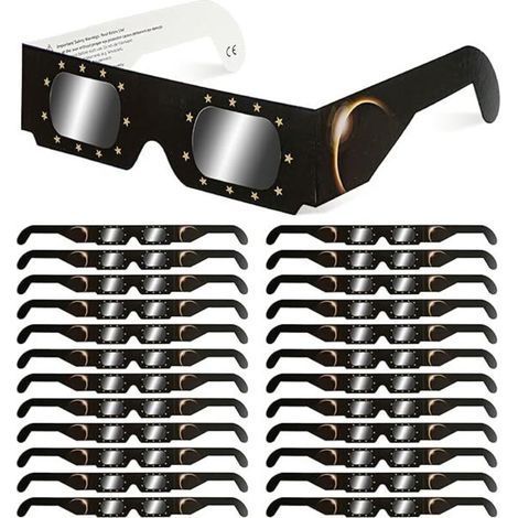 Lunettes D Eclipse Solaire - Certifiees EN ISO 12312-2 - Pour Observation Directe Du Soleil - Lot De 25
